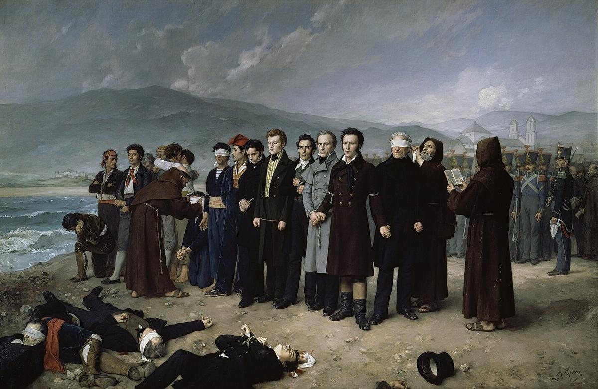 'Fusilamiento de Torrijos y sus compañeros en las playas de Málaga', el famoso cuadro de Antonio Gisbert.