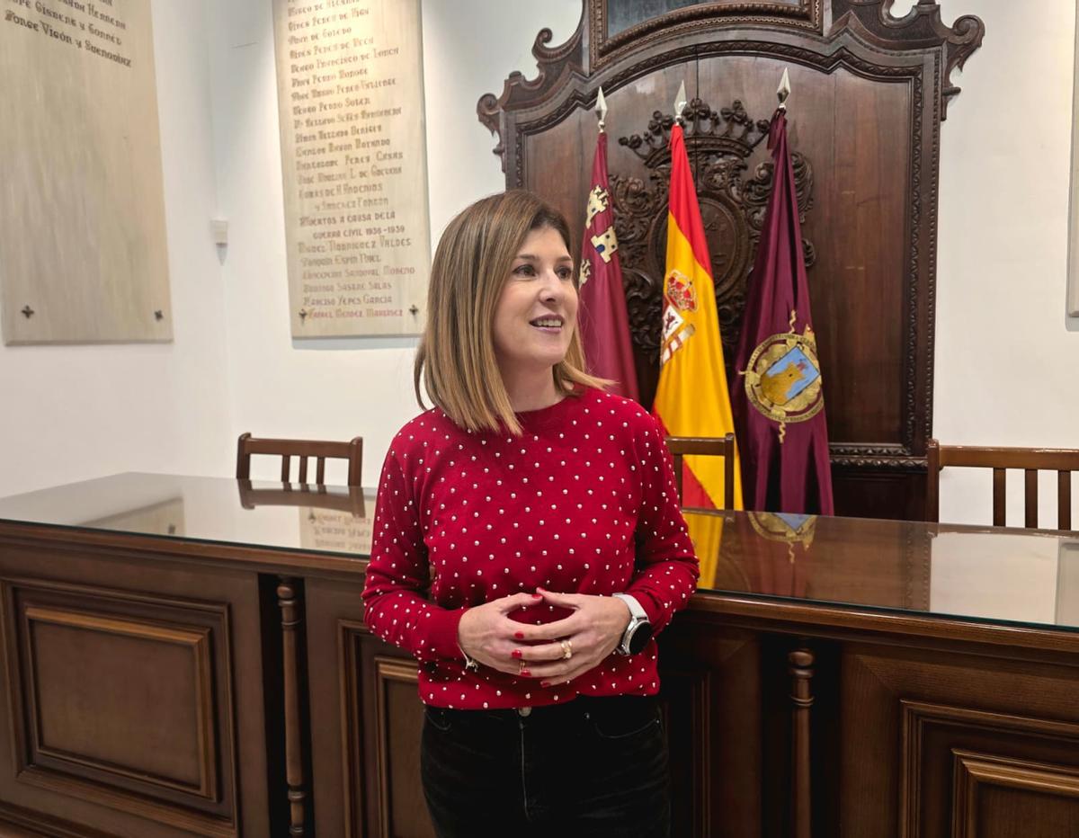 Rosa Medina tras su comparecencia este lunes en el Ayuntamiento de Lorca.