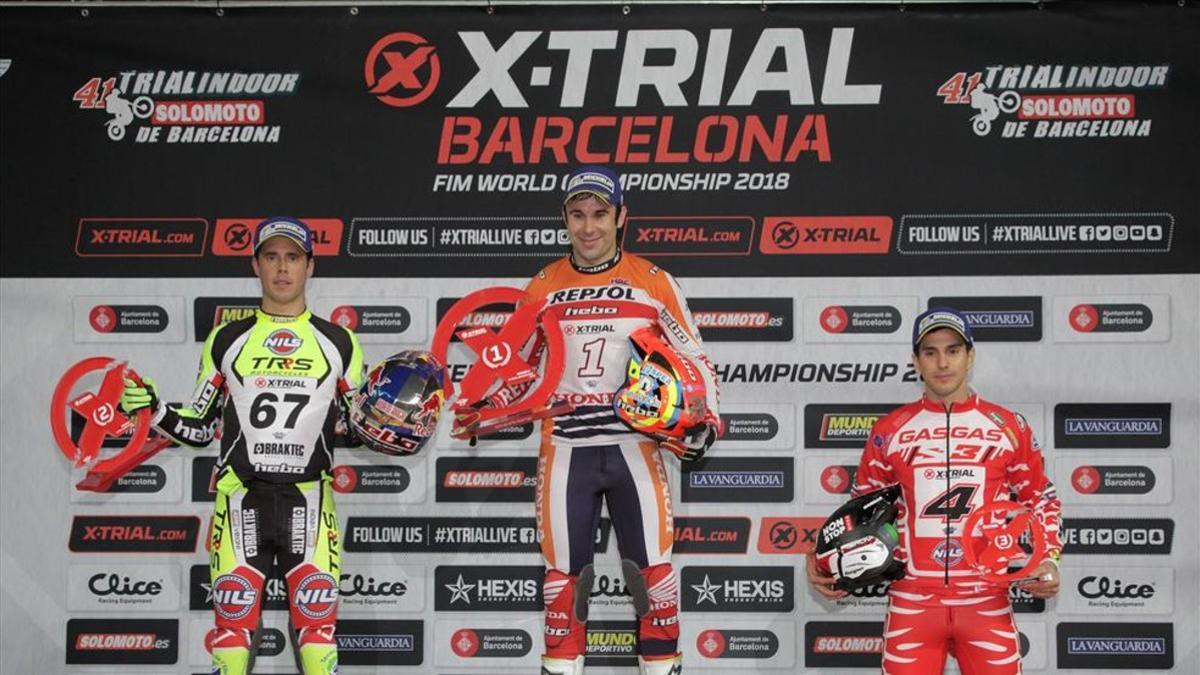El podio del 41ª Trian Indoor de Barcelona, con Bou, Raga y Fajardo