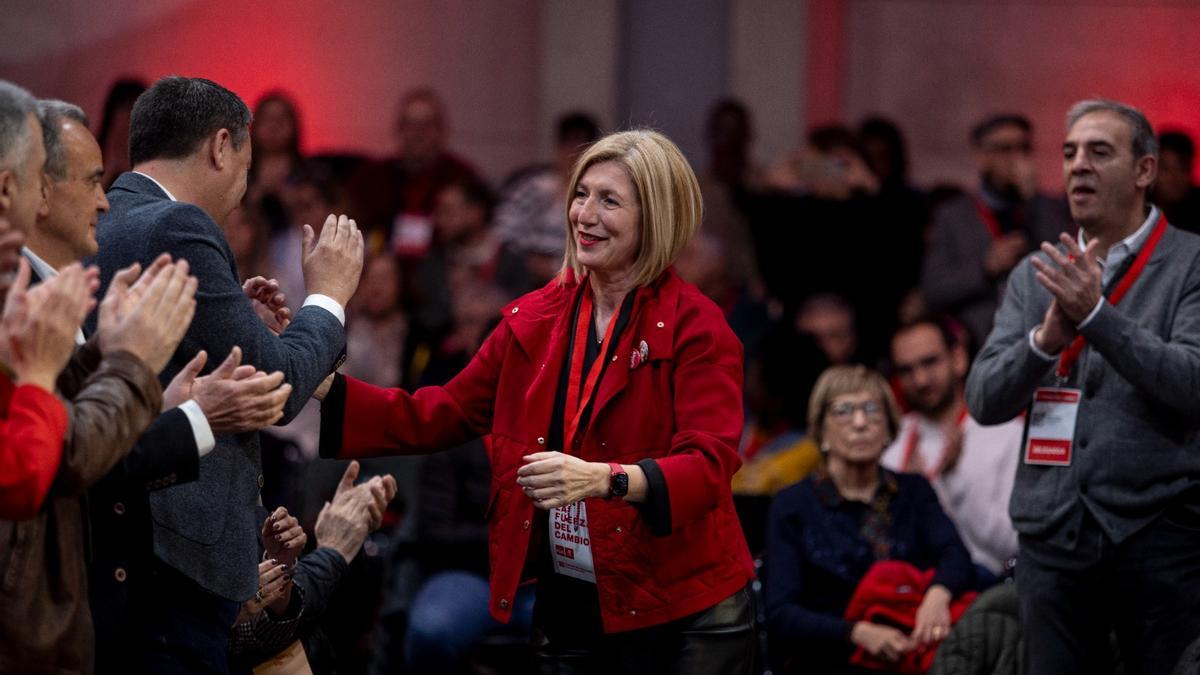 La secretaria de Organización del PSOE Aragón, Manuela Berges, en el último Congreso del PSOE Aragón.