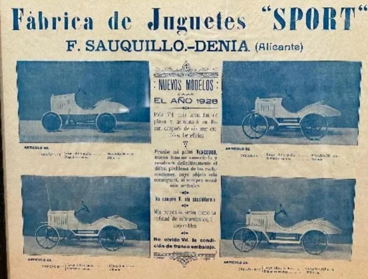 Los coches a pedales del catálogo de nuevos modelos de 1928 de la fábrica de Sauquillo