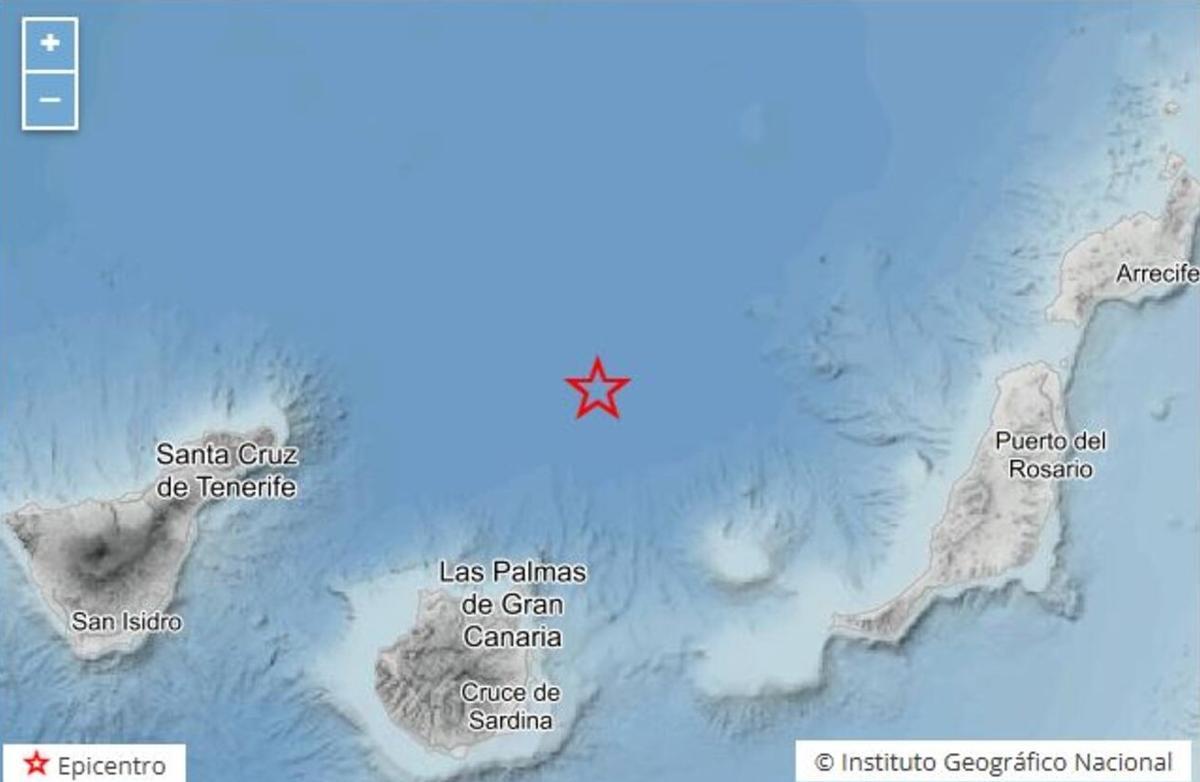 Terremoto de 3,3 grados y a 30 kilómetros de profundidad a las 10.43 horas del viernes 22 de mayo al norte de Gran Canaria