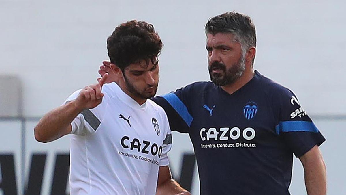 Guedes y Gattuso, durante un entrenamiento