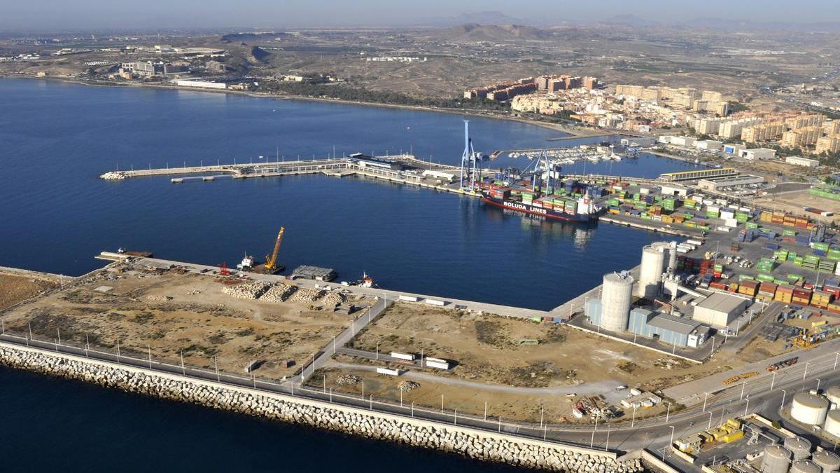 Vista aérea de los muelles 19 y 21 del Puerto de Alicante, sobre los que se proyectaron los macrodepósitos.