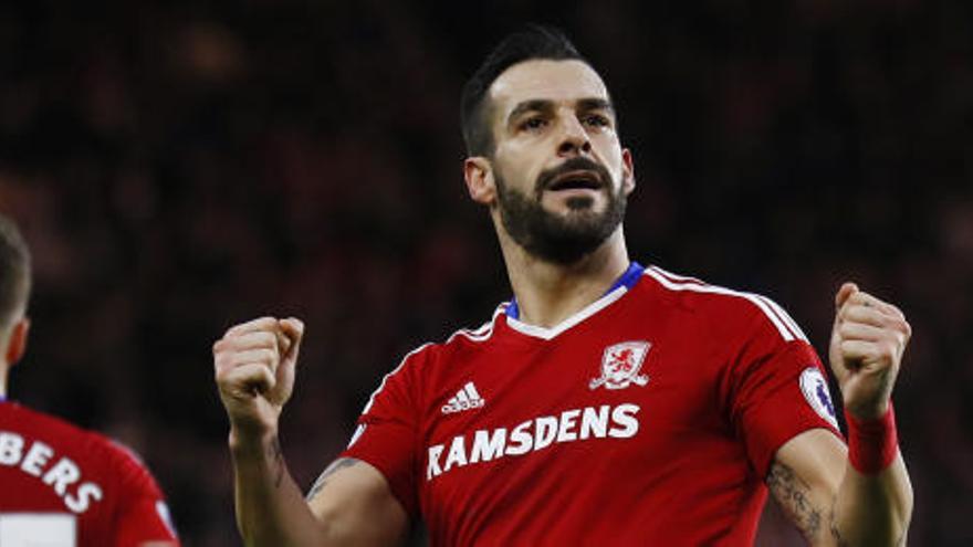 Negredo celebra un gol en la Premier.