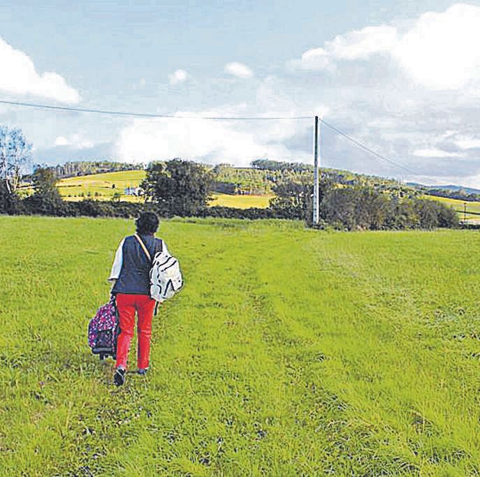 El acceso, campo a través, al apeadero de Tol.