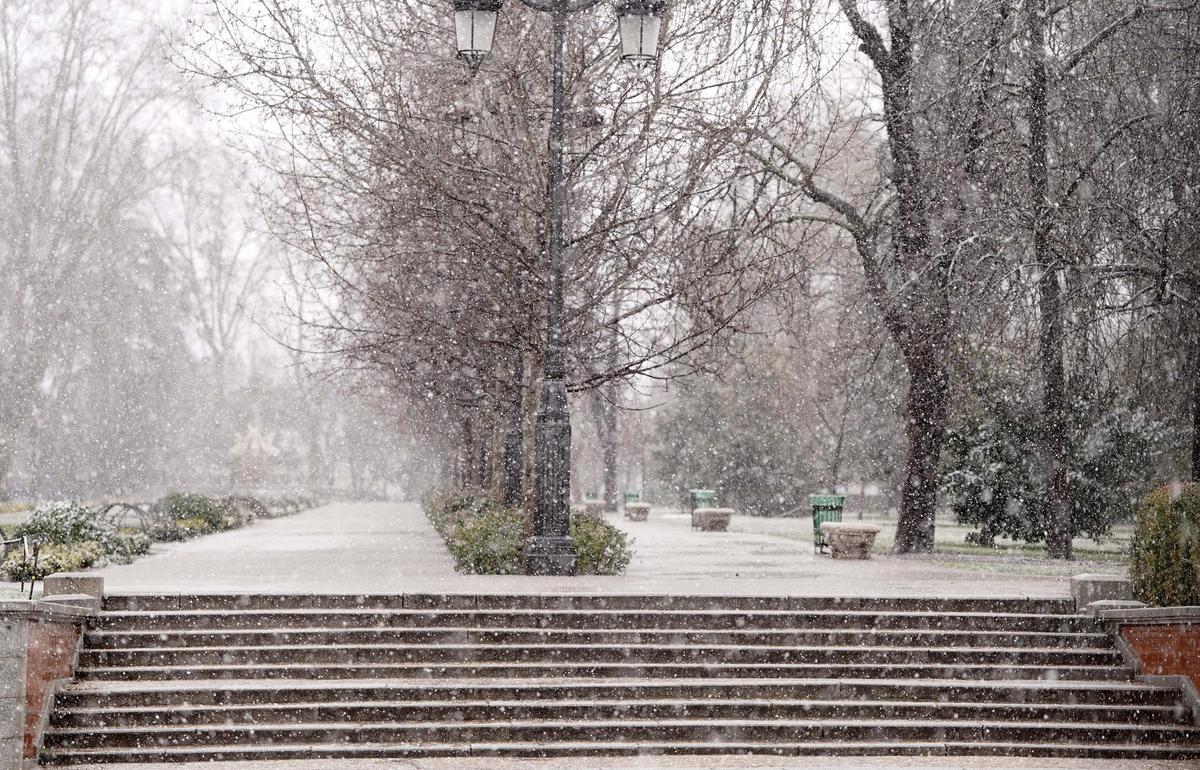 Nevada en el centro de Madrid.