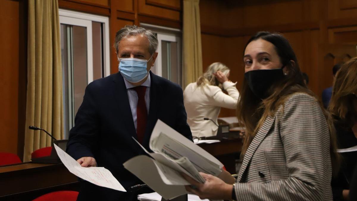 El teniente de alcalde de Hacienda, Salvador Fuentes, y la portavoz de Vox, Paula Badanelli, en una imagen de archivo.