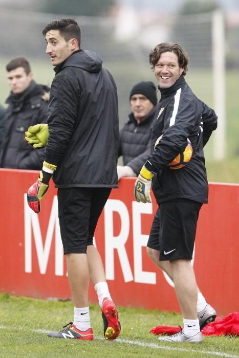 Rubi dirige su primer entrenamiento como técnico del Sporting