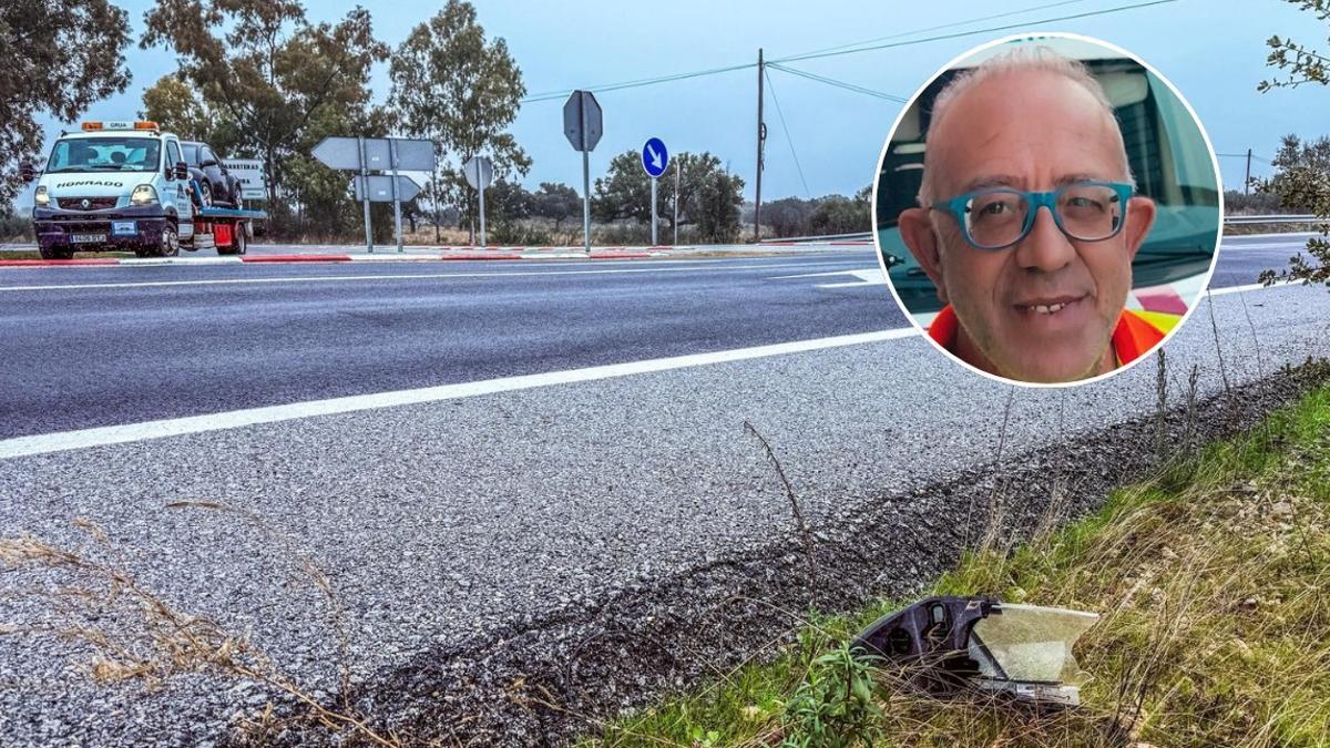 Punto en el que se produjo el accidente. En la imagen redonda, Susi (Jesús Sevillano).