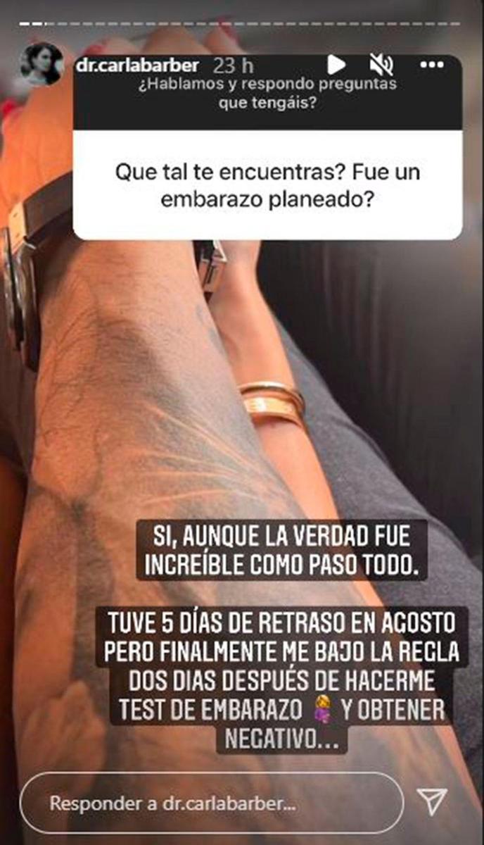 Carla Barber y los detalles de su embarazo: un embarazo planeado