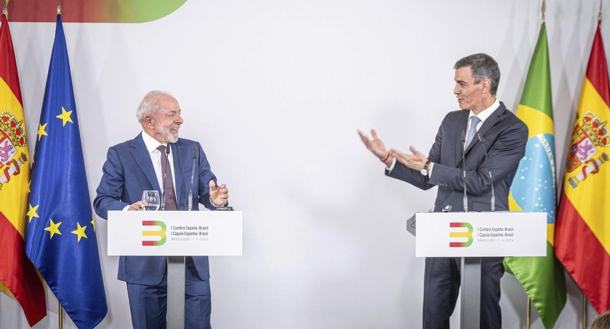 Sánchez i Lula exhibeixen a Barcelona l’aliança anti Trump