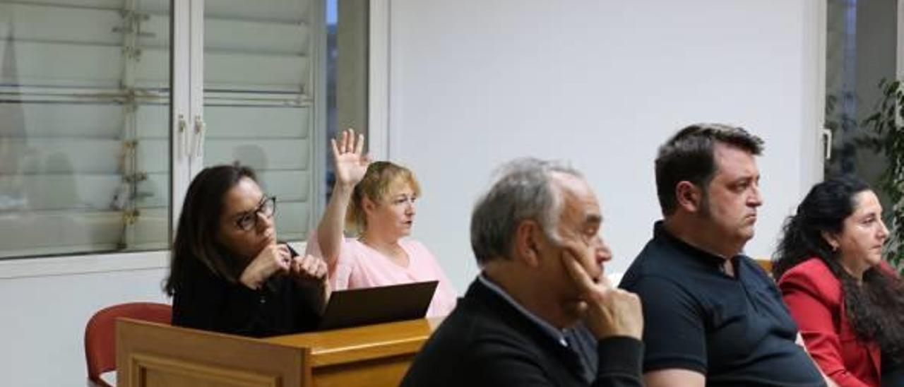 Momento en el que Pilar Gómez y Paqui Parra rompen la unidad de voto en Ciudadanos.