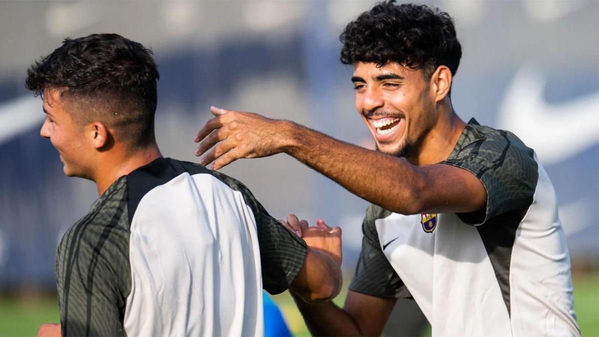 Chadi Riad, en un entrenamiento del Barça Atlètic