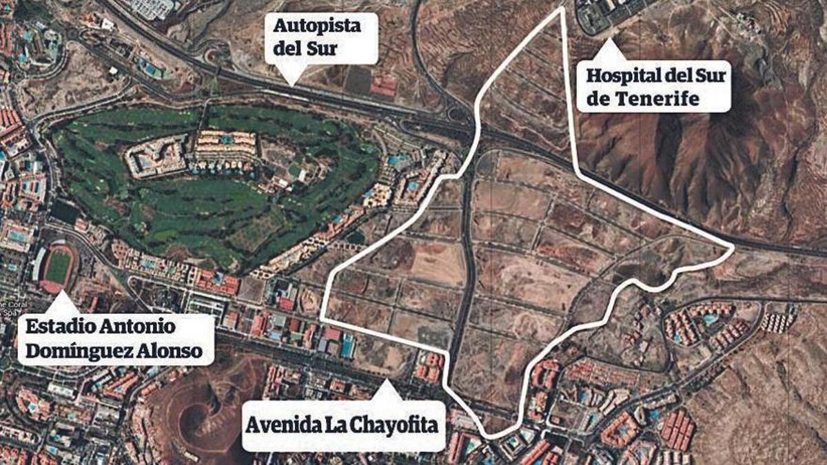 Ubicación del Plan Parcial de El Mojón, en el municipio de Arona.