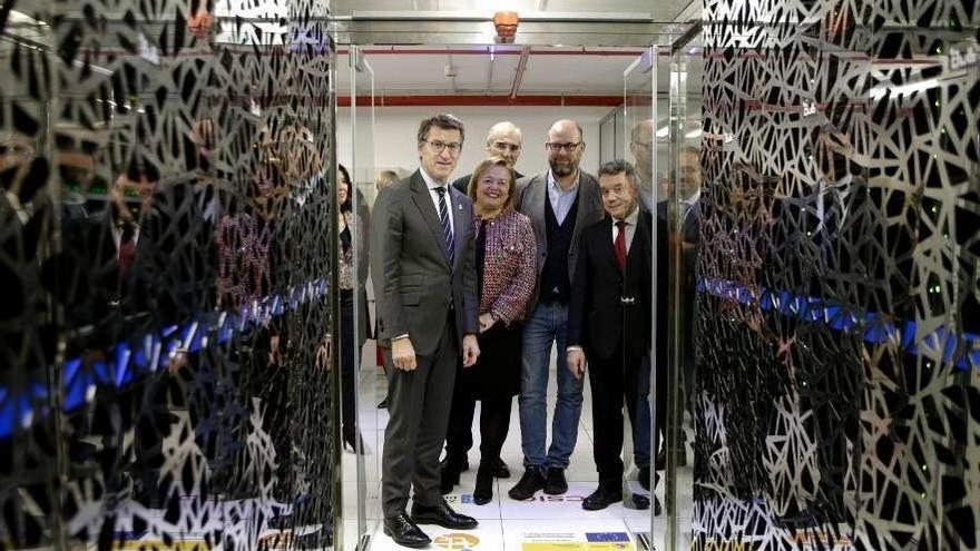 Alberto Núñez Feijóo, Francisco Conde, Rosa Menéndez y Martiño Noriega, ayer, en el Cesga.