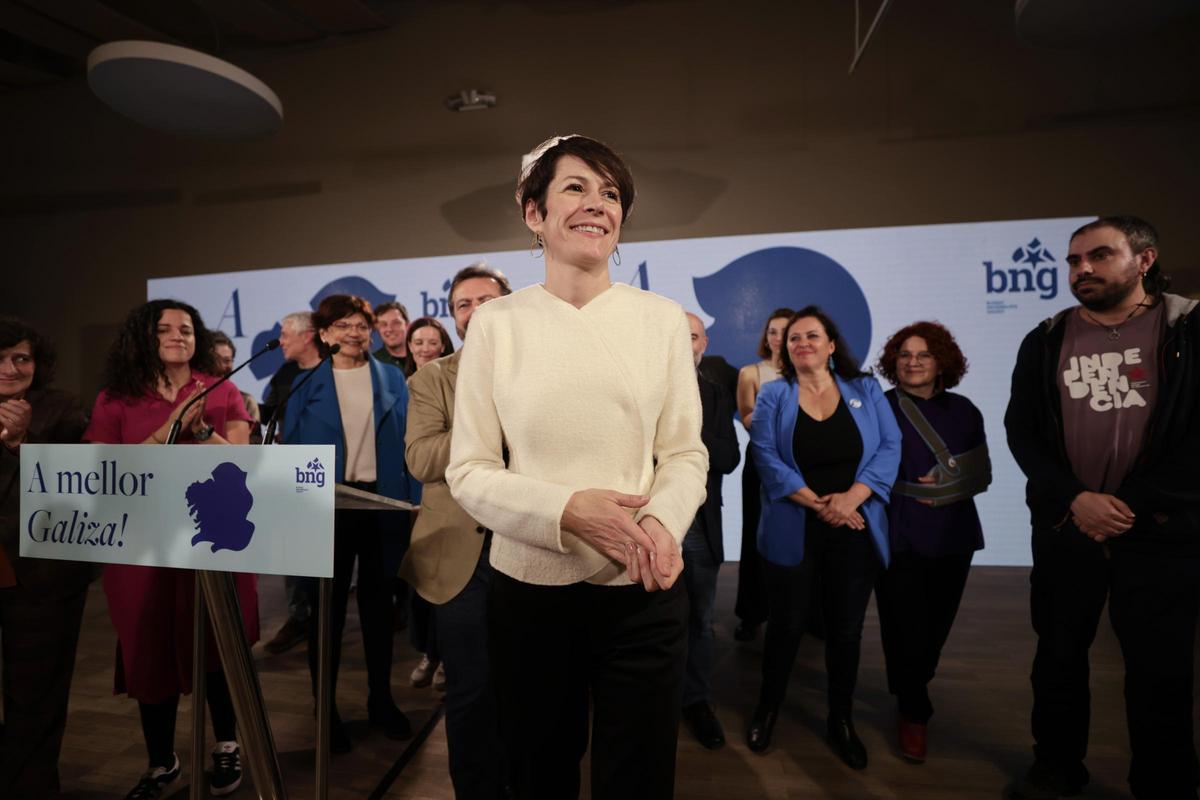 Ana Pontón, durante su comparecencia para valorar los resultados de las elecciones gallegas