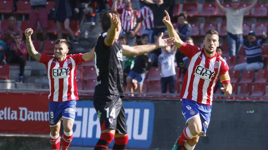 Àlex Granell celebra el gol que va marcar al Numància a Montilivi