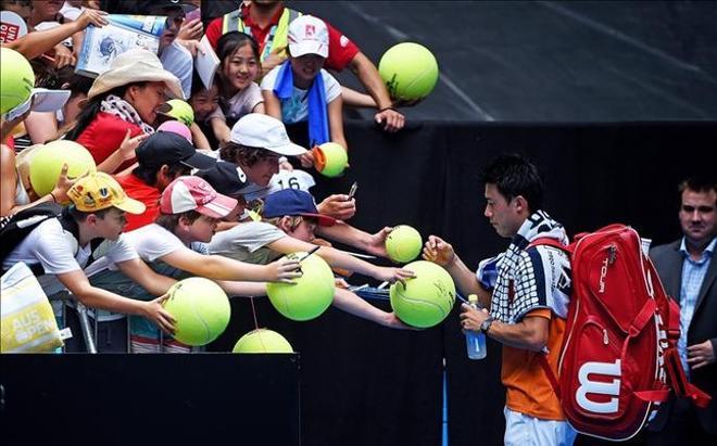 Kei Nishikori tiene una lesión de fans en Australia