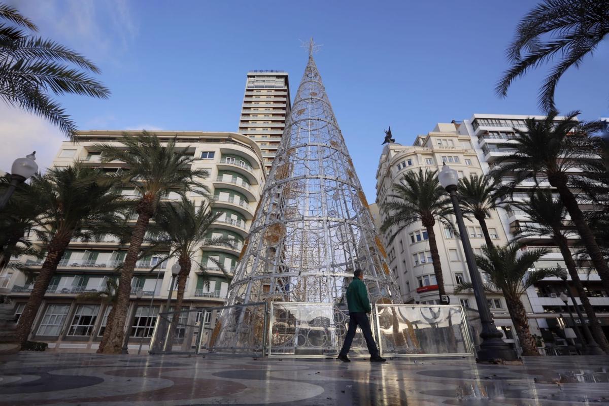 El árbol de Navidad de Alicante, por primera vez en la Explanada El árbol de Navidad de Alicante, por primera vez en la Explanada