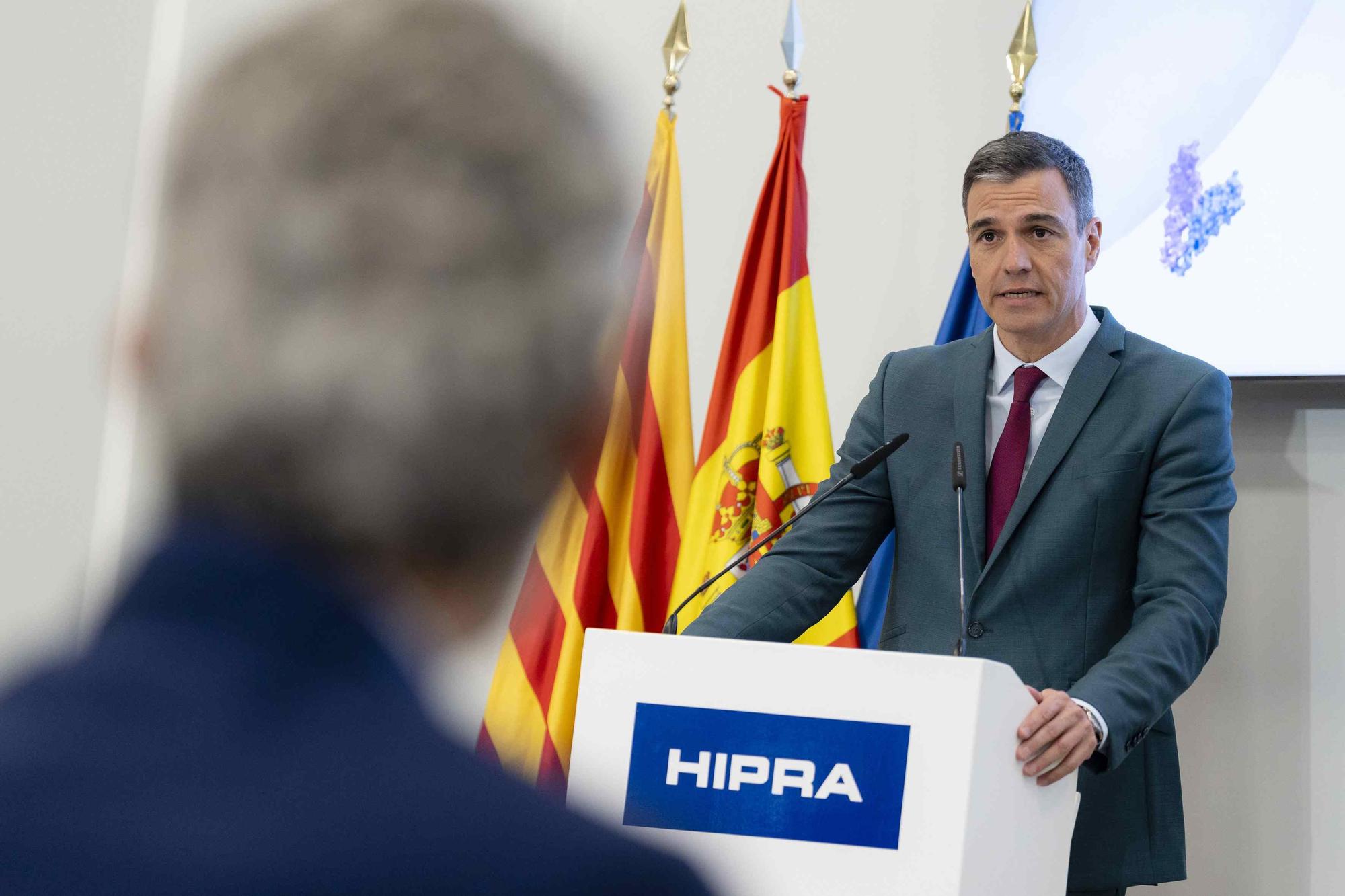 Visita de Pedro Sánchez a les instal·lacions d'Hipra a Amer