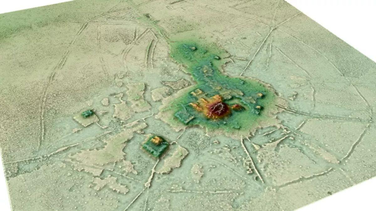 Captura de pantalla de una animación 3D del sitio de Cotoca, en Bolivia, donde se descubrieron las huellas de la civilización perdida.