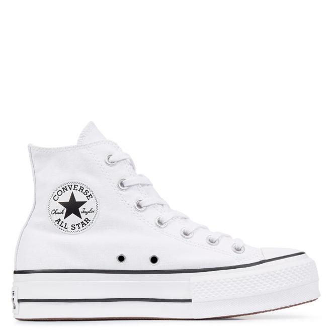 Zapatilla Converse con plataforma, corte alto y color blanco