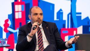 Albert Dalmau, conseller de la Presidència de la Generalitat, durante su intervención en el I Fòrum Municipalisme.