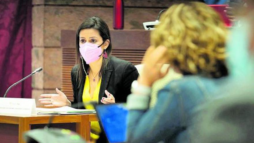 La consejera de Turismo, Yaiza Castilla, durante la comisión parlamentaria.