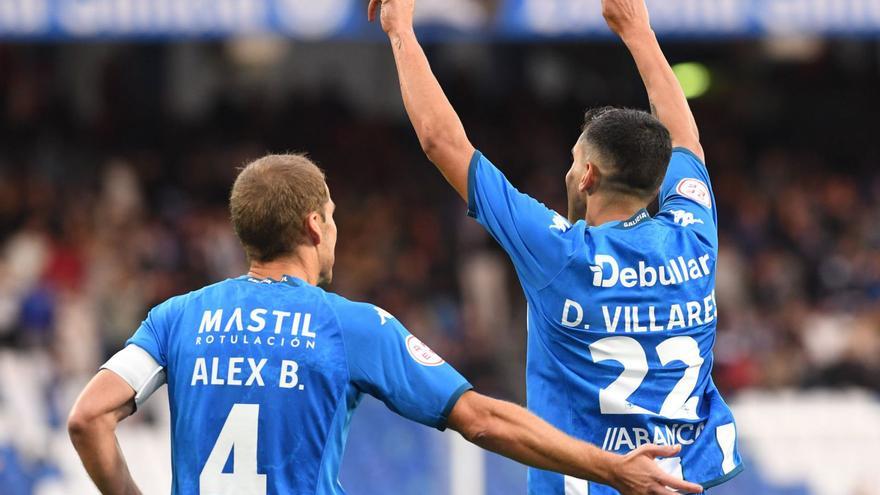 Diego Villares celebra un gol en Riazor junto a Álex Bergantiños. |  // CARLOS PARDELLAS