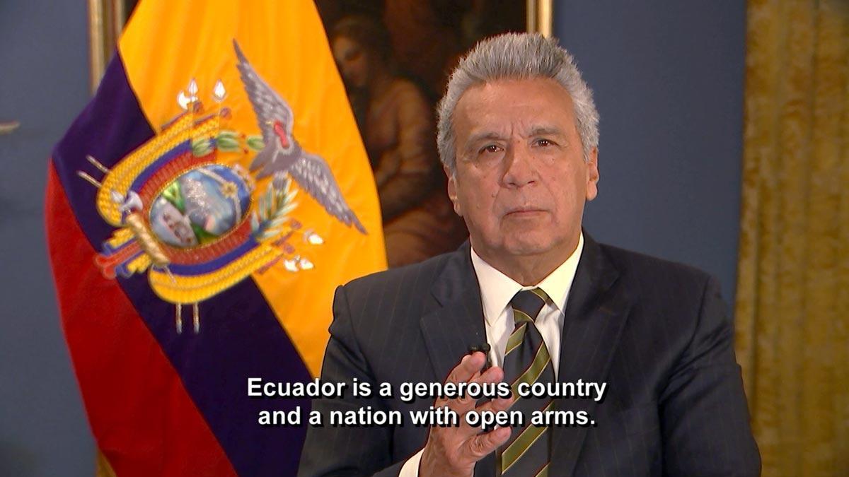 Lenín Moreno, presidente de Ecuador, confirma la retirada de asilo diplomático a Julian Assange.