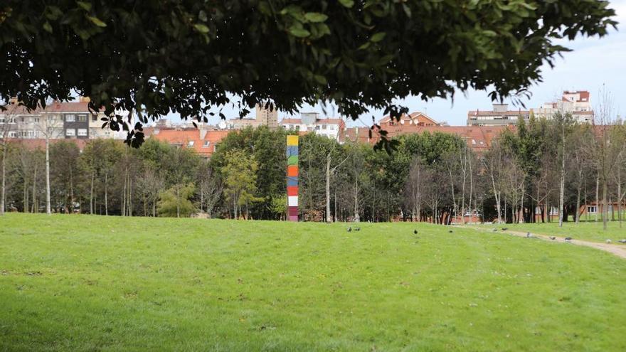 Zona del Bosque de la memoria, en el parque de Los Pericones, en Gijón.