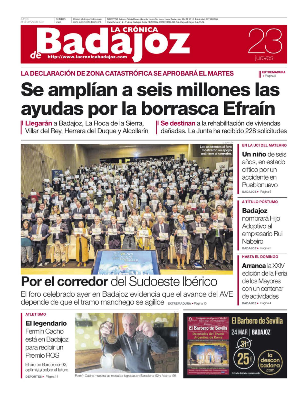 Consulta la portada correspondiente al día 23 de marzo de 2023