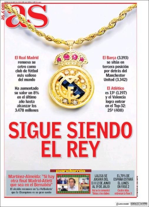 Portada AS viernes 29 mayo 2020