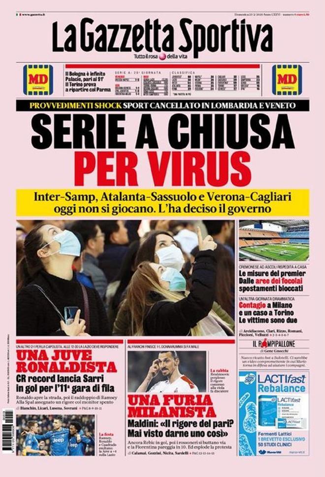 Portada de Gazzetta del 23 de febrero