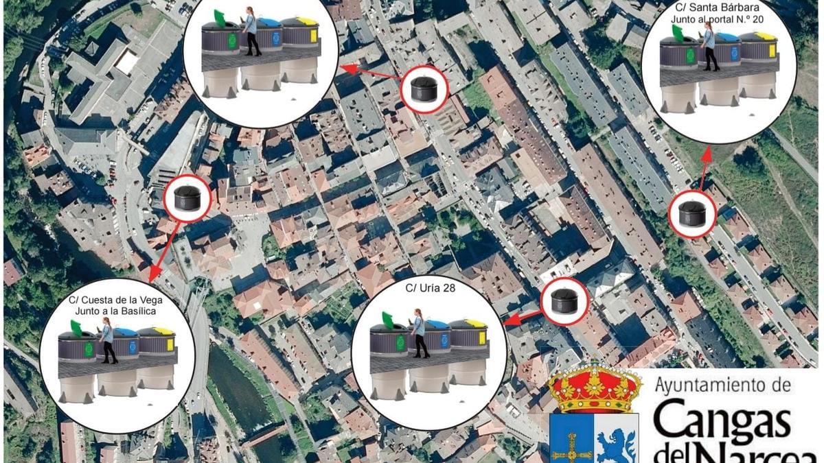 La ubicación de los nuevos contenedores soterrados.