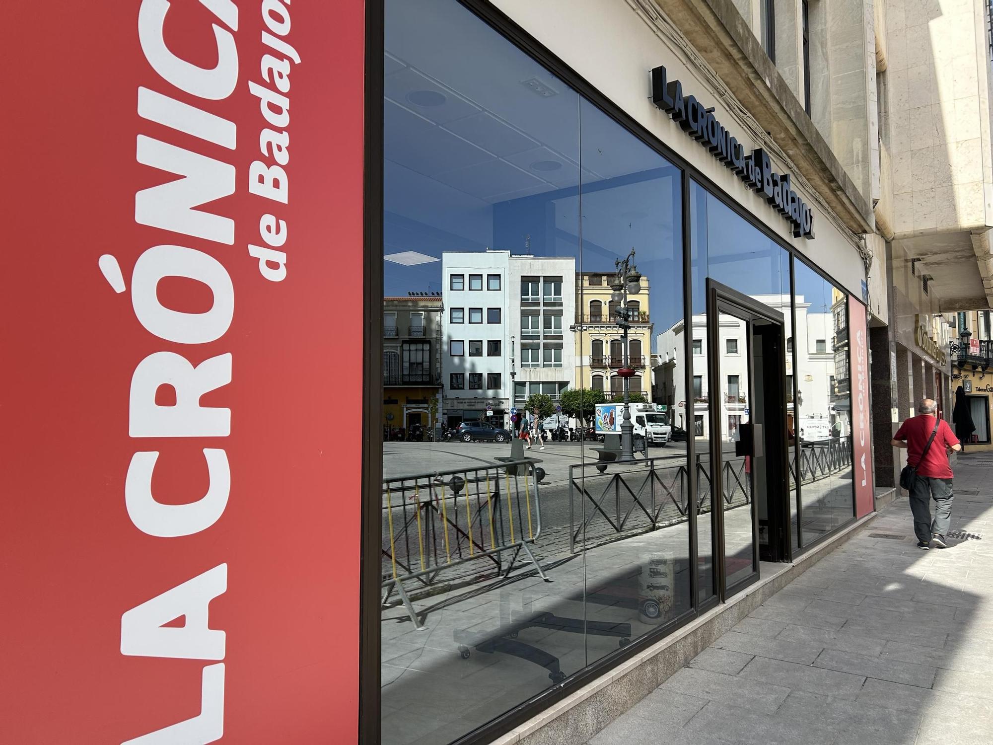 Sede de La Crónica, en la plaza de España de Badajoz.
