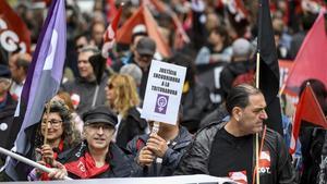 Miembros de la CGT durante la manifestación del 1 de Mayo.