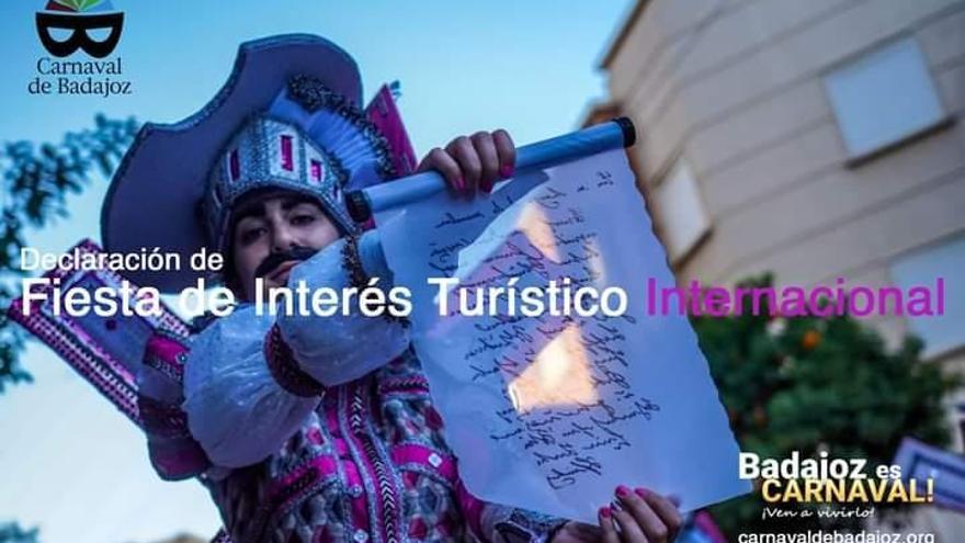 Imagen promocional del Carnaval de Badajoz, ya con el título de Interés Internacional.