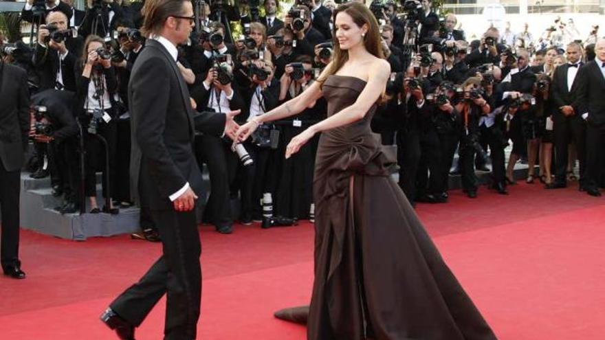 Angelina Jolie y Brad Pitt, ayer en la alfombra roja de Cannes.