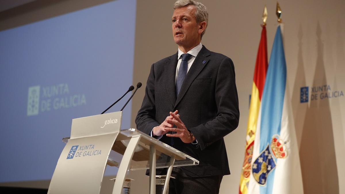 Alfonso Rueda, durante la comparecencia posterior al Consello de este lunes.