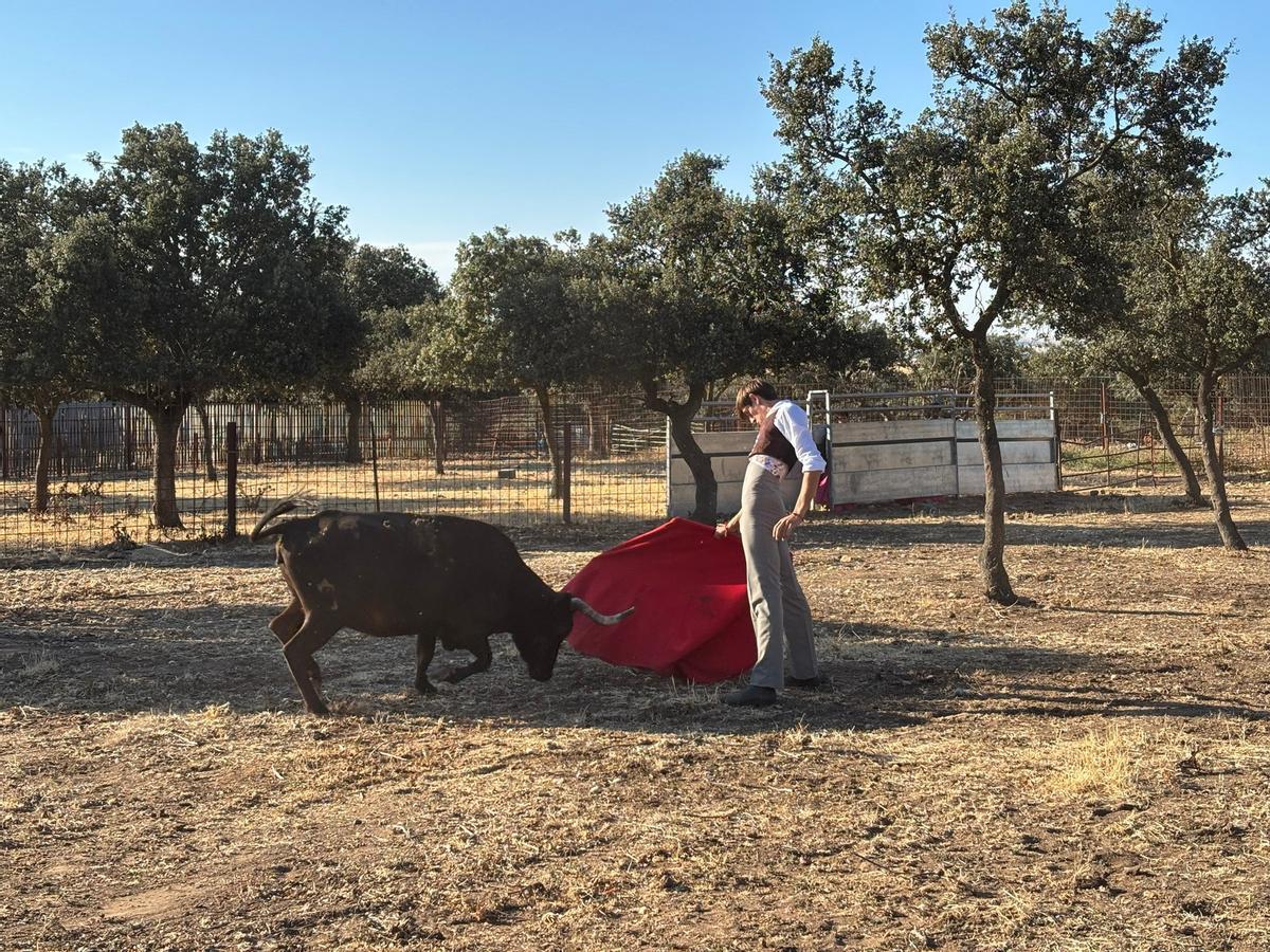 GALERÍA | Alumnos de la Escuela Taurina de Navas del Rey participan en una retienta en la ganadería Toros Villalpando