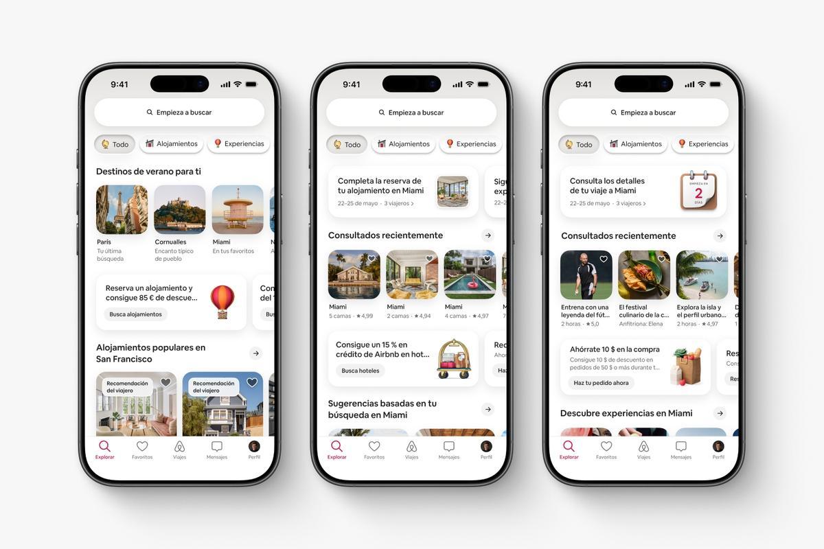 Nueva página de inicio de Aribnb.