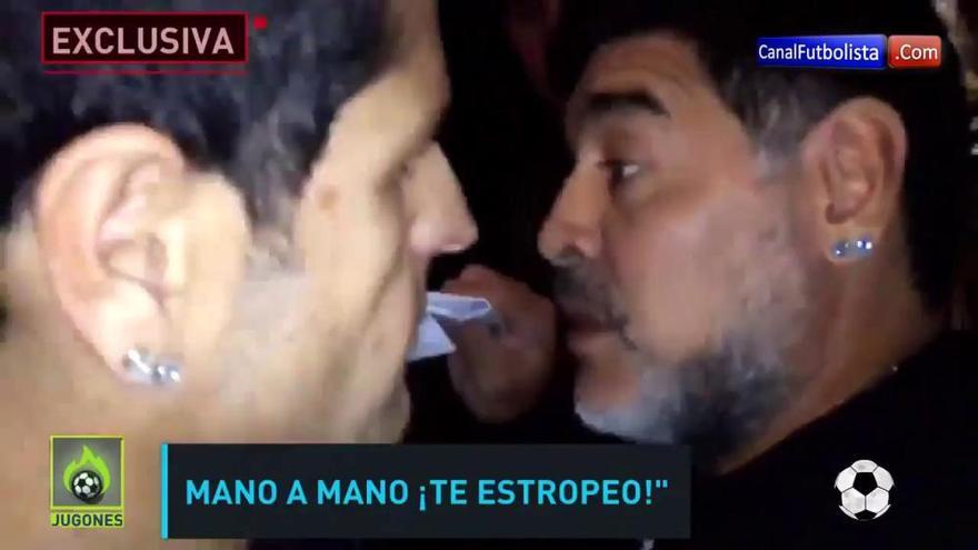 Bronca de Maradona con un periodista en Madrid