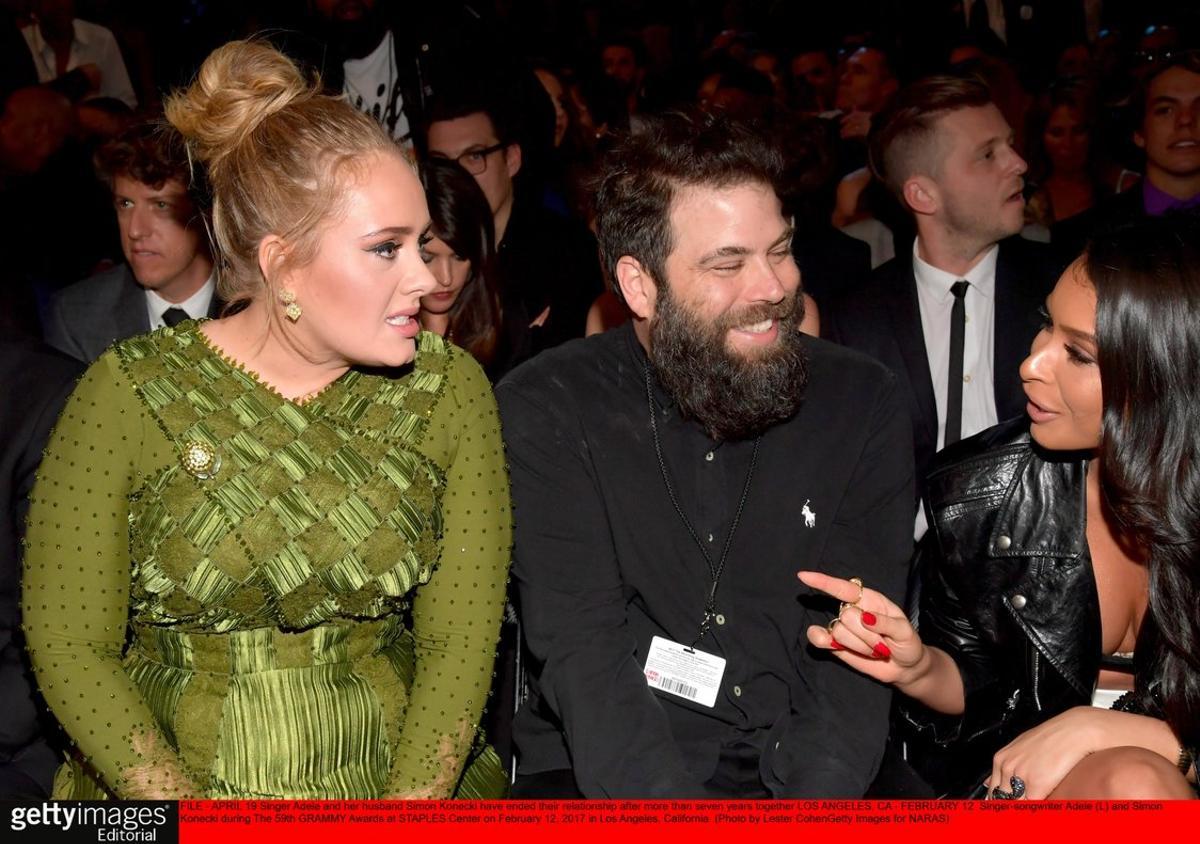 FILE - APRIL 19  Singer Adele and her husband Simon Konecki have ended their relationship after more than seven years together  LOS ANGELES  CA - FEBRUARY 12   Singer-songwriter Adele  L  and Simon Konecki during The 59th GRAMMY Awards at STAPLES Center on February 12  2017 in Los Angeles  California    Photo by Lester Cohen Getty Images for NARAS