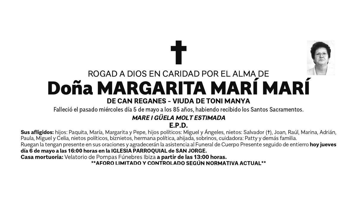 Esquela doña Margarita Marí Marí