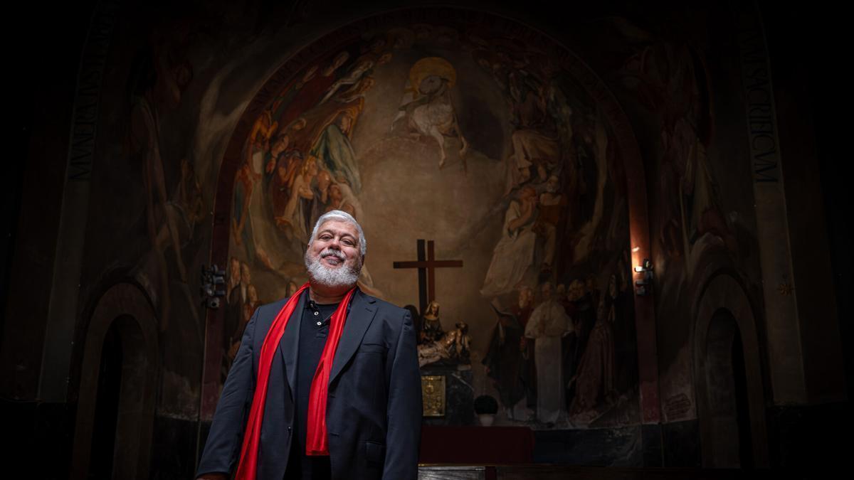 Peio Sánchez, el pasado martes en la iglesia de Santa Anna.