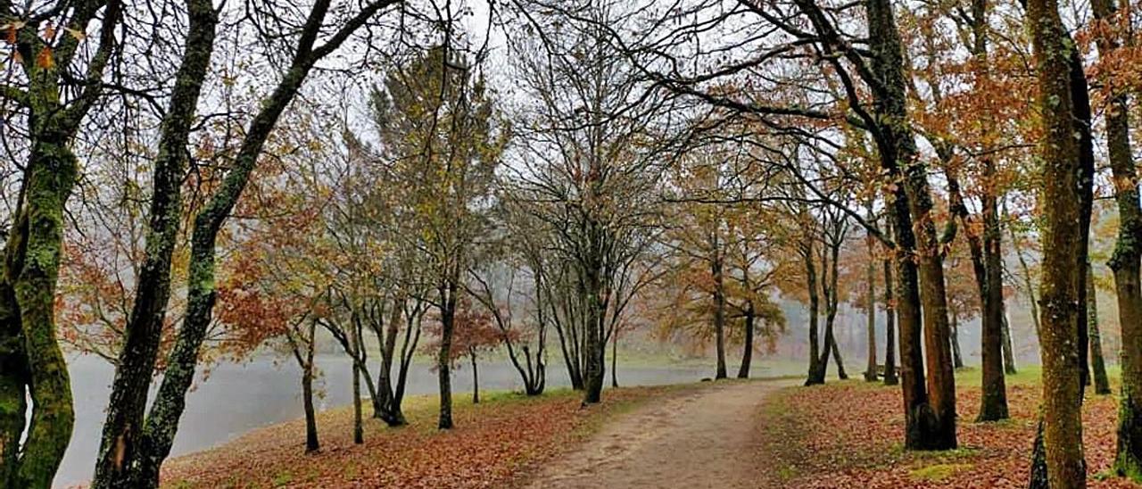 Un tramo del sendero que rodea el embalse de Cachamuíña.   | // FDV