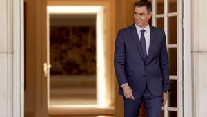 El presidente del Gobierno, Pedro Sánchez, en el palacio de la Moncloa