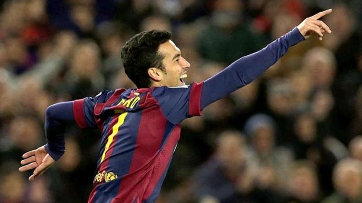 Pedro, celebrando su gol frente al Espanyol